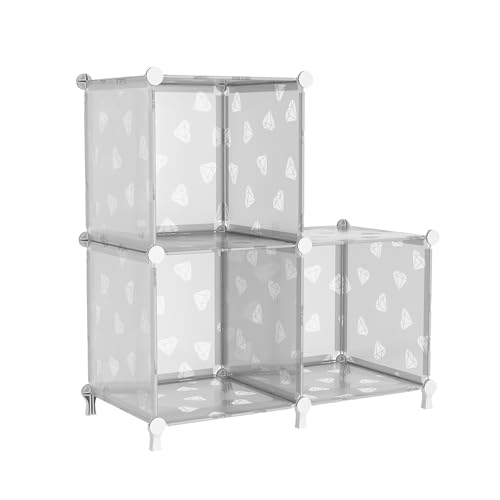 UNKU Cube Storage Organizer, 3 Cube Closet Organizer Storage Shelves, DIY Stackable Bookcase, Clothes Organizer Shelf for Closet, Bedroom, Living Room, Cabinet, Home, Office, Translucent - color: Clear, size: 3cube