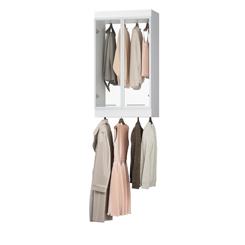 ROOMTEC Modular Closet System Glass Door Pair Set, Shaker-Style Frame Add-On for Double Hanging Units, Tempered Glass Panels, 39.37" H × 31.5" W - size: Framed Glass Door – 31.5"W x 39.37"H