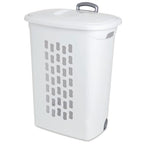 Sterilite 18-Pack Ultra Wheeled Hamper, Laundry Basket w/Flip-Top Lid & Retractable Handle - Plastic Rolling Clothes Storage Cart with Ventilated Holes for Home, Apartment or Dorm - size: 18 Pack
