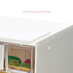 Deflecto Interlocking Tilt Bin, 4 Bin Unit, Clear and White, 23-5/8” x 8-1/8” x 6-5/8” (20403OP) - style: 4 Bins