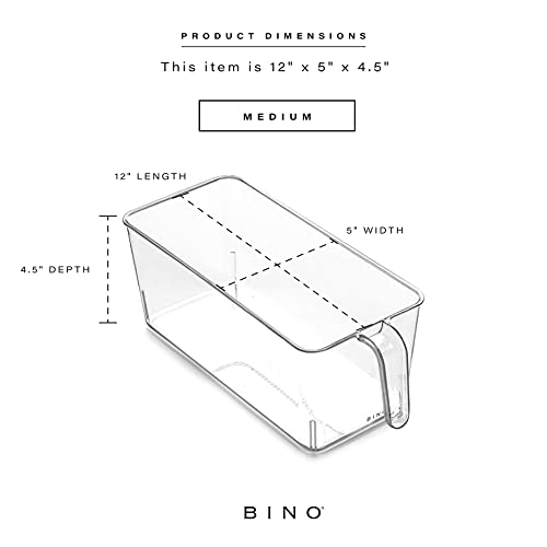BINO l Plastic Storage Bins l THE HOLDER COLLECTION l 4-Pack, Medium Multi-Use Clear Containers for Organizing with Built-in Handles l Pantry Organization & Storage l Kitchen Organizer l Storage Bins - size: 4 Pack - Medium