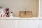 DOKOT Rectangular Handwoven Seagrass Small Storage Basket with Lid for Shelves and Home Organizer Bins,S (10.2"x5.5"x4.3"H), Natural - size: S (10.2"x5.5"x4.3"H)