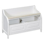 Knocbel Rustic Entry Storage Bench with Hidden Compartments and Removable Cushion, Wooden Entryway Hallway Foyer Shoe Bench Bedroom End of Bed Bench (White and Beige) - color: White and Beige