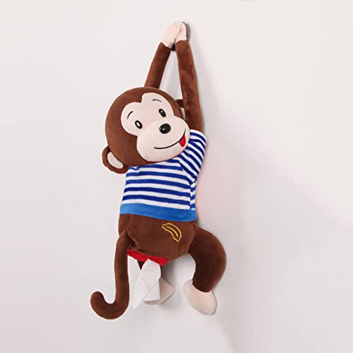 Elephant Tissue Box Cover Plush Tissue Box Holder for Car, Home, Decorative Holder/Organizer for Bathroom Vanity Countertop, Nightstands, Office Desk (Monkey) - color: Monkey