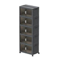 131QT Stackable Storage Bins with Lid & Door, Large Collapsible Plastic Storage Containers with Locking Wheel, Space Saving Foldable Organizer for Home Bedroom Office Gray 5T - size: 131Qt/32Gal-5Packs/1Top Lid
