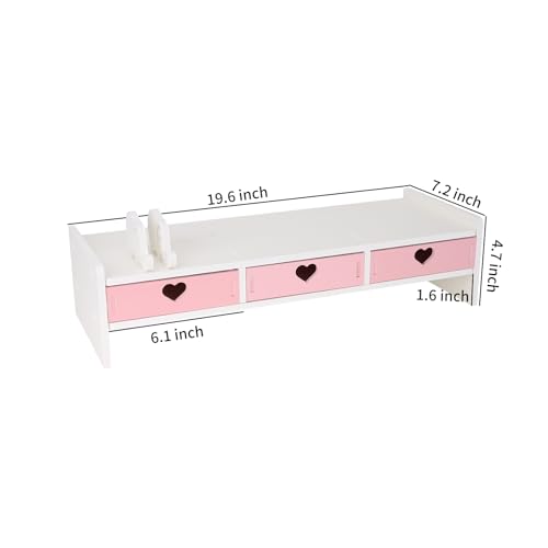 Cute Monitor Stand Kawaii Desk Organizer Cute Desk Organizer with Drawers Monitor Riser Computer Stand