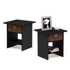 Furinno Dario End Table / Side Table / Night Stand / Bedside Table with Bin Drawer, 2-Pack, Americano/Medium Brown - color: Americano/Medium Brown, size: 2-Pack, Upper Bin