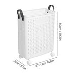 Clothes Basket, Plastic Dirty Clothes Hamper with Wheels Narrow Hampers for Laundry Laundry Hamper Waterproof for Dorm Family