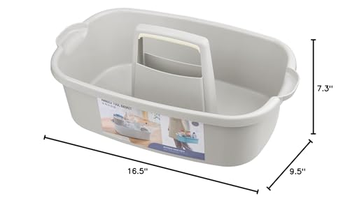 JiatuA Large Cleaning Supplies Caddy Portable Shower Basket Supply Organizer with Handle Plastic Bucket Tool Storage for Bathroom, Bedroom, Kitchen, College Dorm, Garden, Light Gray 2 Pack - color: Light Grey, size: Large, 2pcs