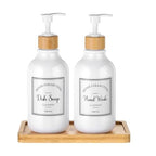 Bamboo Soap Dispenser Tray, Bathroom & Kitchen Sink Tray - Square, Ideal for Jewelry & Cosmetics - Bathtub Organizer - style: square