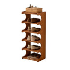 Tall Narrow Solid Wood Shoe Rack, 6 Tier Vertical Shoe Storage Tower, Freestanding Corner Organizer for Small Entryways, Slim Space-Saving Shoe Rack (12.6" L x 9.84" W x 32.1" H) - size: 6layers 32.1"H