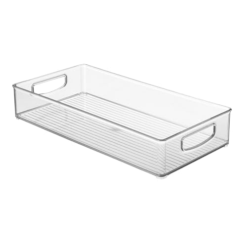iDesign Stackable Clear Plastic Extra Long Pantry Organizers and Cabinet Storage Bins for Kitchen - size: 16 x 8 x 3, style: Pack of 1
