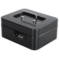KYODOLED Cash Box with Combination Lock Safe Metal Money Box with Money Tray for Security Lock Box 7.87"x 6.30"x 3.35" Black - color: Black, size: Medium