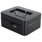 KYODOLED Cash Box with Combination Lock Safe Metal Money Box with Money Tray for Security Lock Box 7.87"x 6.30"x 3.35" Black - color: Black, size: Medium
