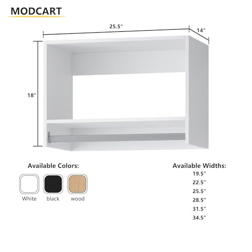 Tall Hanging Closet Unit, Modular Closet System, Wood Closet System Organizer with Storage for Walk In Closets, Clothing Rack Wardrobe Closet for Hanging Clothes, Bedroom, White, 25.5"W - color: White, size: 25.5" Wide, style: Tall Hanging