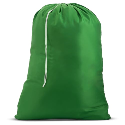 Nylon XL Laundry Bag - Locking Drawstring Closure, Machine Washable, These Large Bags Will Fit a Laundry Basket and Strong Enough to Carry up to Two Loads of Clothes (Green | 30" x 40") - color: Green, size: 30" x 40"