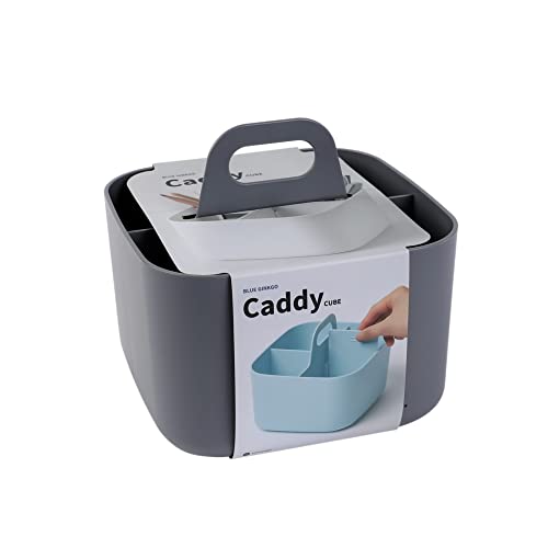 BLUE GINKGO Small Stackable Organizer Caddy – Korean-Made Portable Tote for Bathroom, Office, Crafts, or School Supplies (Square, Gray) - color: GREY, size: Square