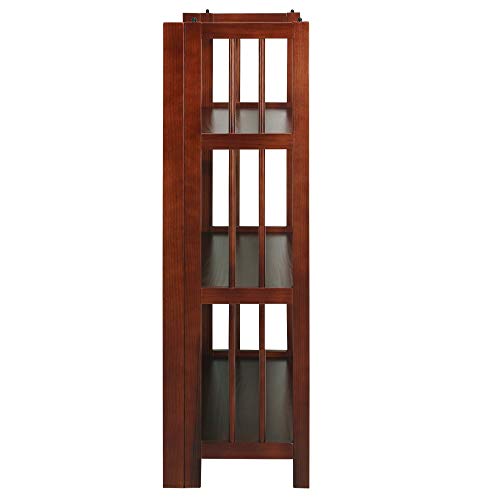 Casual Home Narrow 3-Shelf Folding Bookcase, 14" Wide, Walnut - color: Walnut