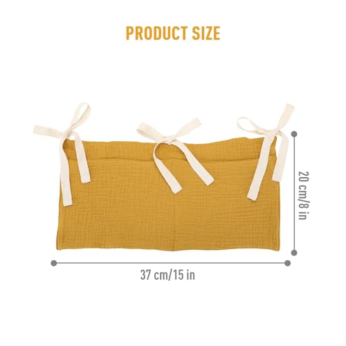 Cinaci 2pcs Cotton Pram Stroller Caddy Baby Crib Hanging Organizers Storage Pockets Nappy Diaper Bags Bedside Pockets for Milk Bottle/Soothing Toys/Wipes (Cream Set) - color: Cream and Ginger Set