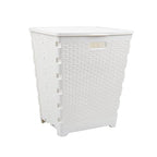 Mind Reader 61L Foldable Laundry Hamper, Clothes Basket, Lid, Wicker Design, Plastic, 18"L x 14.5"W x 21.25"H, White - color: White