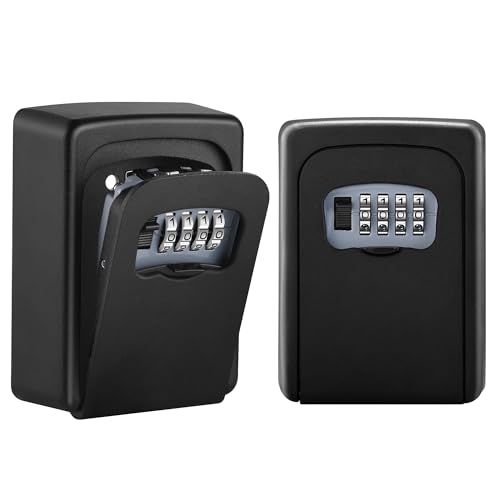 Key Lock Box for Outside - Sturdy and Durable Lock Box for House,5 Key Capacity Lockbox for Keys Outdoor,Waterproof Emergency Spare Lockbox with Resettable Code for Home,Garage,Airbnb(2 Pack, Black) - color: 2 pack-Black