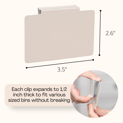 Hygge & Sage: Metal Non-Slip Basket Labels Clip On for Storage Bins, or Wire Racks | Includes 8 Labels, 8 Non-Slip Pads, and 1 Free Marker (Cream) - color: Cream