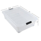 3-Pack 50 Quart Under the Bed Low Profile Storage Boxes, Large Under Bed Storage Bin with Easy Rolling Caster Wheels, Clear - size: 50 Quart