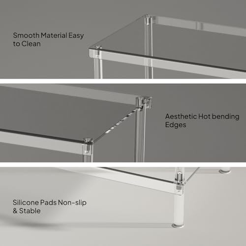 Aquiver 3-Tier Acrylic Shoe Rack - Modern Freestanding Shoe Storage Shelf for Entryway, Closet - 25.6'' L x 11.8'' W x 20.3'' H, Easy Assembly & Clean - size: 25.6''L x 11.8''D x 20.3''H