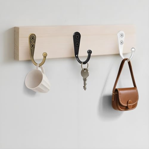 20 Pcs Small Key Hooks for Hanging, Key Holder, Wall Mount Hook with Stainless Steel Screws, Command Hooks Utility Hangers for Key, Hat, Cup, Coat, Picture (White) - color: White