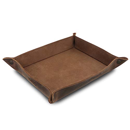 Londo Genuine Leather Tray Organizer - Practical Lightweight Water Resistant Computer Table Desk Storage Box for Wallets, Watches, Keys, Coins, Cell Phones and Office Equipment - color: Mink