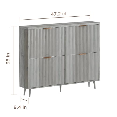 Shoe Cabinet Storage,Modern Freestanding Organizer with 4 Flip Drawers,Narrow Shoe Rack Cabinet for Entryway,Grey - color: Grey, size: 4-Drawers