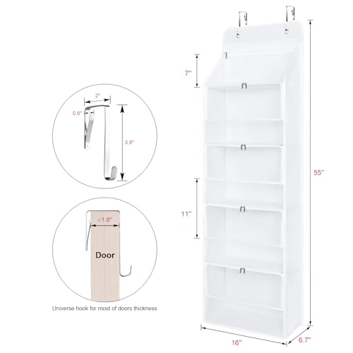 Univivi Hanging Yarn Storage Organizer with 5 Zipper Closure Compartments, Large Capacity Knitting Organizer Storage, Over the Door Hanging Yarn Holder for Knitting Needles,Crochet Hooks (Clear White) - color: Clear White, size: 5 Tiers