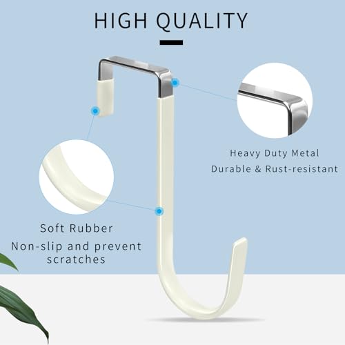 FYY Over The Door Hooks, 4 Pack Door Hangers Hooks with Rubber Prevent Scratches Heavy Duty Organizer Hooks for Living Room, Bathroom, Bedroom, Kitchen Hanging Clothes Towels Hats Coats Bags Beige - color: A Beige, size: Short, style: 4 Pack