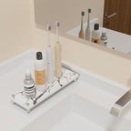 Kitchen Sink Caddy Water Absorbing Stone Tray For Sink, Diatomite Bathroom Countertop Tray Organizer, Faucet Stone Drying Mat Coaster Soap Dish Sponge Dispenser Holder (Marble) - color: Marble