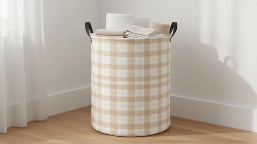 CLOCOR Large Laundry Basket,Waterproof Nursery Hamper,Collapsible Fabric Storage Container,Room Decor,Gift Basket（Yellow Grid - color: Yellow Grid