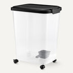 Amazon Basics Pet Food Storage Container with Wheels, BPA-Free, Detachable Scoop, 30lbs Capacity, Reliable Seal - size: 30lbs