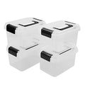 Jekiyo 2.5 Quart Plastic Latching Box, Clear Bin with Black Handle, 4 Packs - size: 2.5 Quart