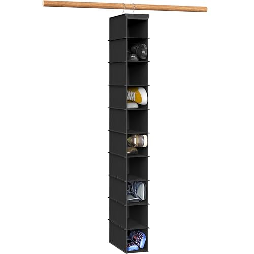 Simple Houseware 10 Shelves Closet Hanging Shoe Organizer, Black - color: Black, size: 1-Pack
