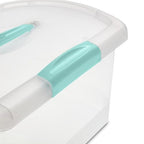 Sterilite Medium Nesting ShowOffs, Stackable Small Storage Bin with Latching Lid and Handle, Plastic Container to Organize Home, Clear, 18-Pack - size: Medium, style: 18 Pack