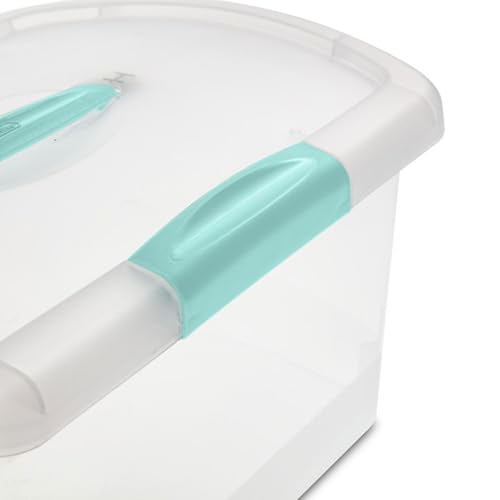 Sterilite Medium Nesting ShowOffs, Stackable Small Storage Bin with Latching Lid and Handle, Plastic Container to Organize Home, Clear, 18-Pack - size: Medium, style: 18 Pack