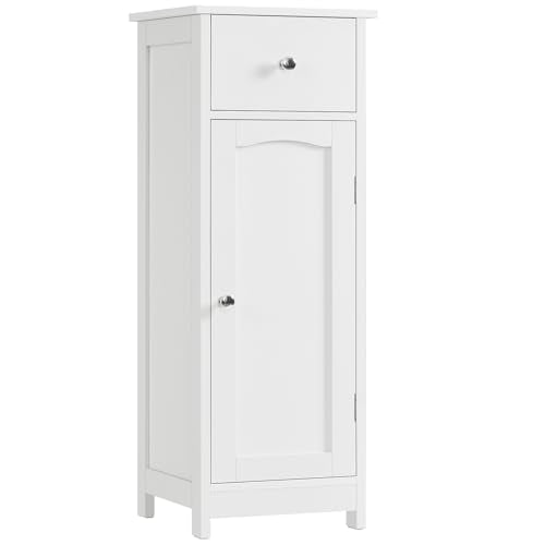 Iwell Bathroom Floor Cabinet, Small Bathroom Storage Cabinet with Drawer & Storage Shelf, Free-Standing Organizer Cabinets for Hallway/Living Room, White - color: Whit, 1 Drawers