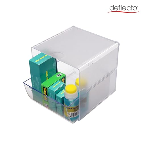Deflecto Stackable Cube Organizer, Desk and Craft Organizer, 1 Drawer, Clear, Removable Drawer, 6"W x 6"H x 7"D (350801) - style: 1 Drawer