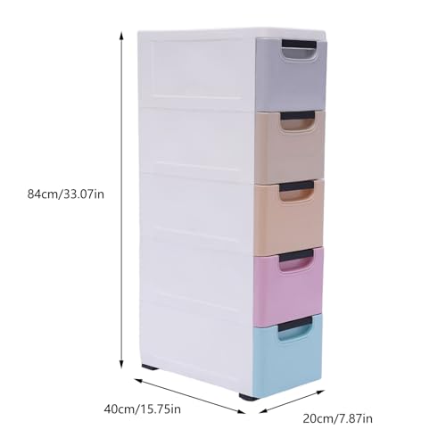 5 Drawers Stackable Storage Drawers Plastic Storage Drawers Collapsible Storage Bins Plastic Clothes Organizer Drawers Storage for Living Room,Bedroom,Office (Light Colors, 7.87" W) - color: Light Colors, size: 7.87" W