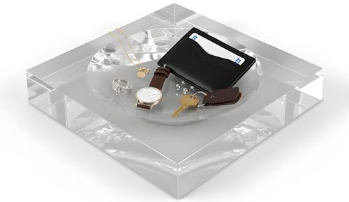 Clear Acrylic Catchall Tray - Decorative Jewelry Dish & Vanity Organizer for Keys, Rings, Earrings | Modern Minimalist Home Decor for Dresser, Nightstand, Entryway - color: Clear