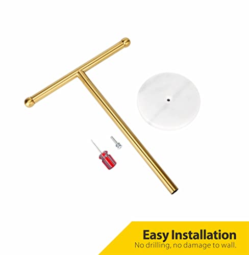 Gold Hand Towel Holder Stand with Heavy Marble Base, T-Shape Towel Rack, Free-Standing for Bathroom Vanity Countertop, 304 Stainless Steel (Gold) - color: Gold