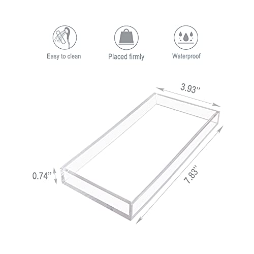 Bigfety Acrylic Vanity Tray for Organizing, Clear Bathroom Trays for Counter, Desk, Dresser - size: 7.8" x 0.7" x 3.9"