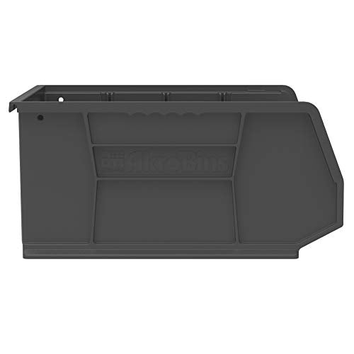 Akro-Mils 30250 AkroBins Plastic Storage Bins, Space-Saving Stackable Bins for Garage, Pantry, Craft Organization, 15" x 16" x 7", Black, 6-Pack - color: Black