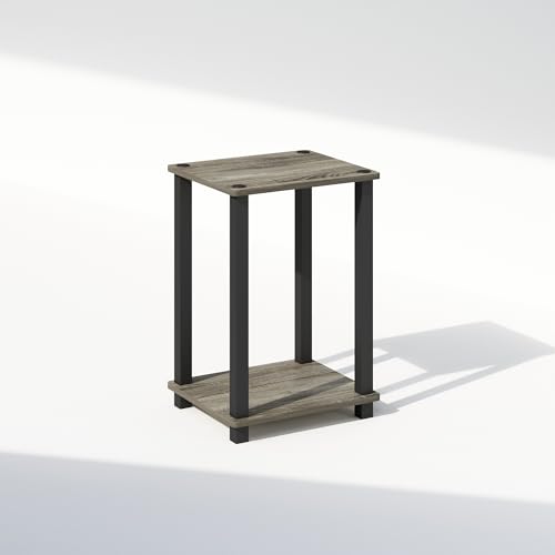 Furinno Simplistic Night Stand, 2-Tier Small Nightstand with Open Shelf, Toolless Assembly Bedside Table, End Table, Side Table, for Bedroom, Closet, Dorm, French Oak - color: French Oak/Black, size: 2-Tier, Square Tubes, style: 1-Pack