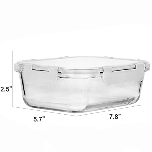 [8-Pack,30 oz]Glass Meal Prep Containers,MCIRCO Glass Food Storage Containers,Airtight lunch Containers with Lids, Microwave, Oven, Freezer and Dishwasher, White - color: White