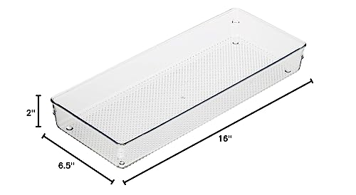 Oggi Clear Drawer Organizer - 6" X 15" - Ideal for Organizing Kitchen Drawers, Office, Desk, Silverware, Kitchen Utensils, Cosmetics and Bathrooms (Pack of 2) - size: 6" by 15" (Pack of 2)